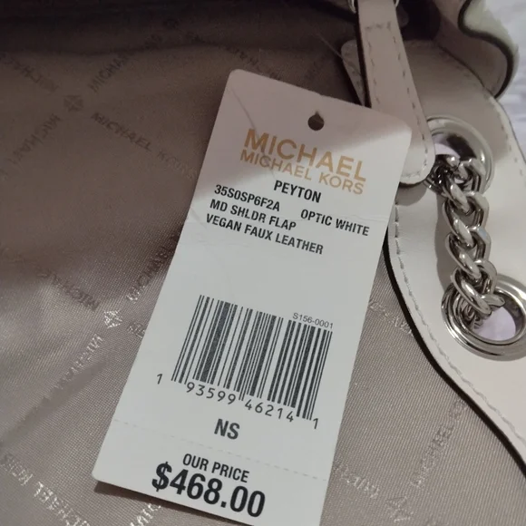 Host Pick✨Micheal Kors Peyton MED shoulder flap optic white bag NewW/Defects - Picture 3 of 17